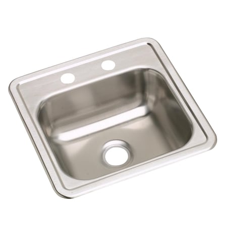 Elkay Sink, Stainless Steel, 15 in W x 15 in L x 5.1875 in H DW10115153